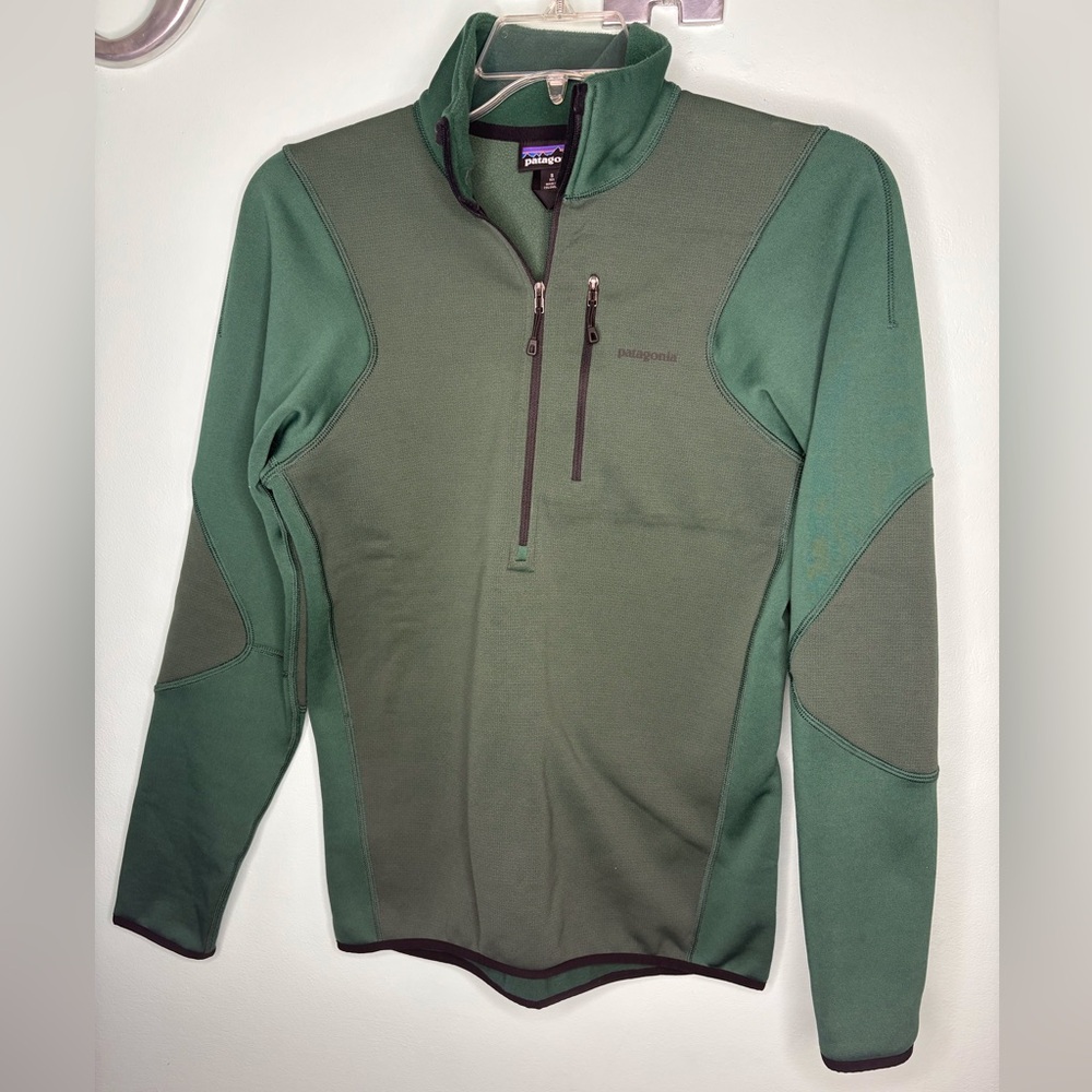 💚🏞️ Patagonia Green Polartec Power Dry 1/2 Zip Pullover – Size S🌄💚